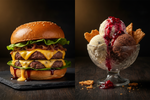 Hamburgers grillés et souvenirs de glaces maison